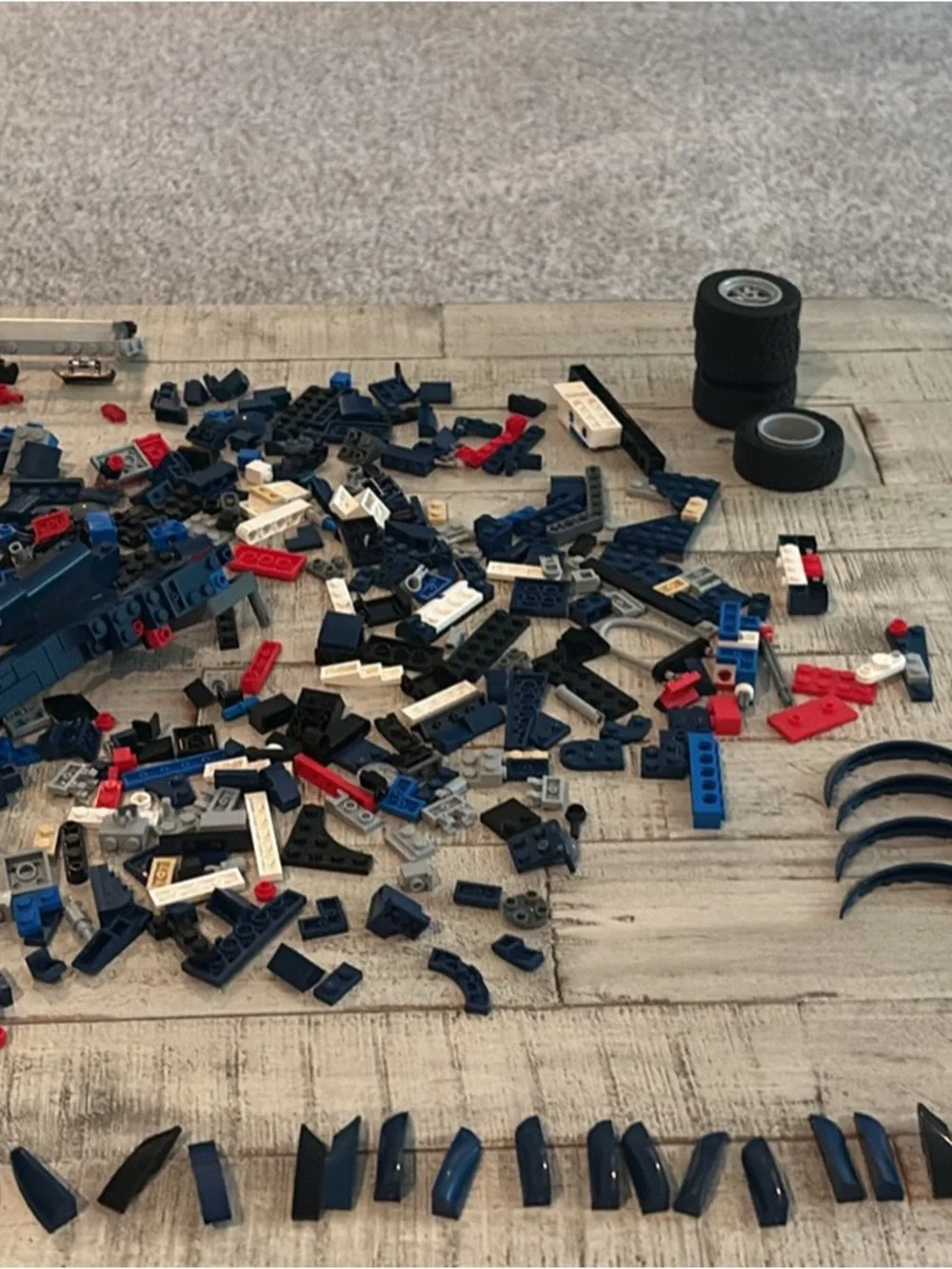 Lego Dark Blue Car with White Racing Stripes